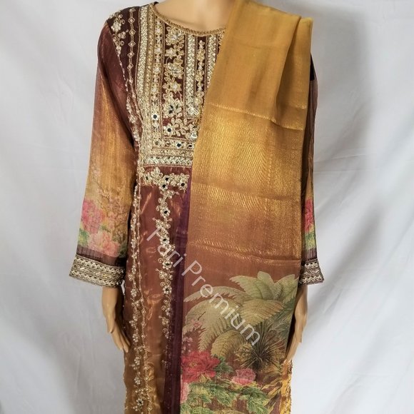 Tawakkal Fancy Zardozi Embroidered Banarsi Masuri Shalwar Kameez Pakistani XL/48 - Picture 5 of 17